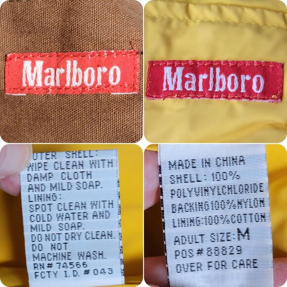 Marlboro Vintage 90s Reversible Duster / Rain Coat Medium Men Women Yellow Brown - Picture 2 of 15